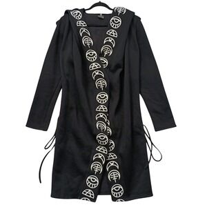 ReStyle All Seeing Moon Womens L Hoodie Open Front Cardigan Festival Alternative